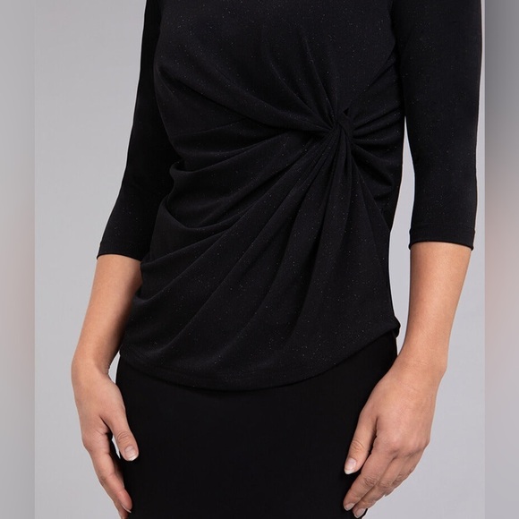 Sympli Side Twist Top 3/4 Sleeve Black Sparkle - Picture 3 of 14
